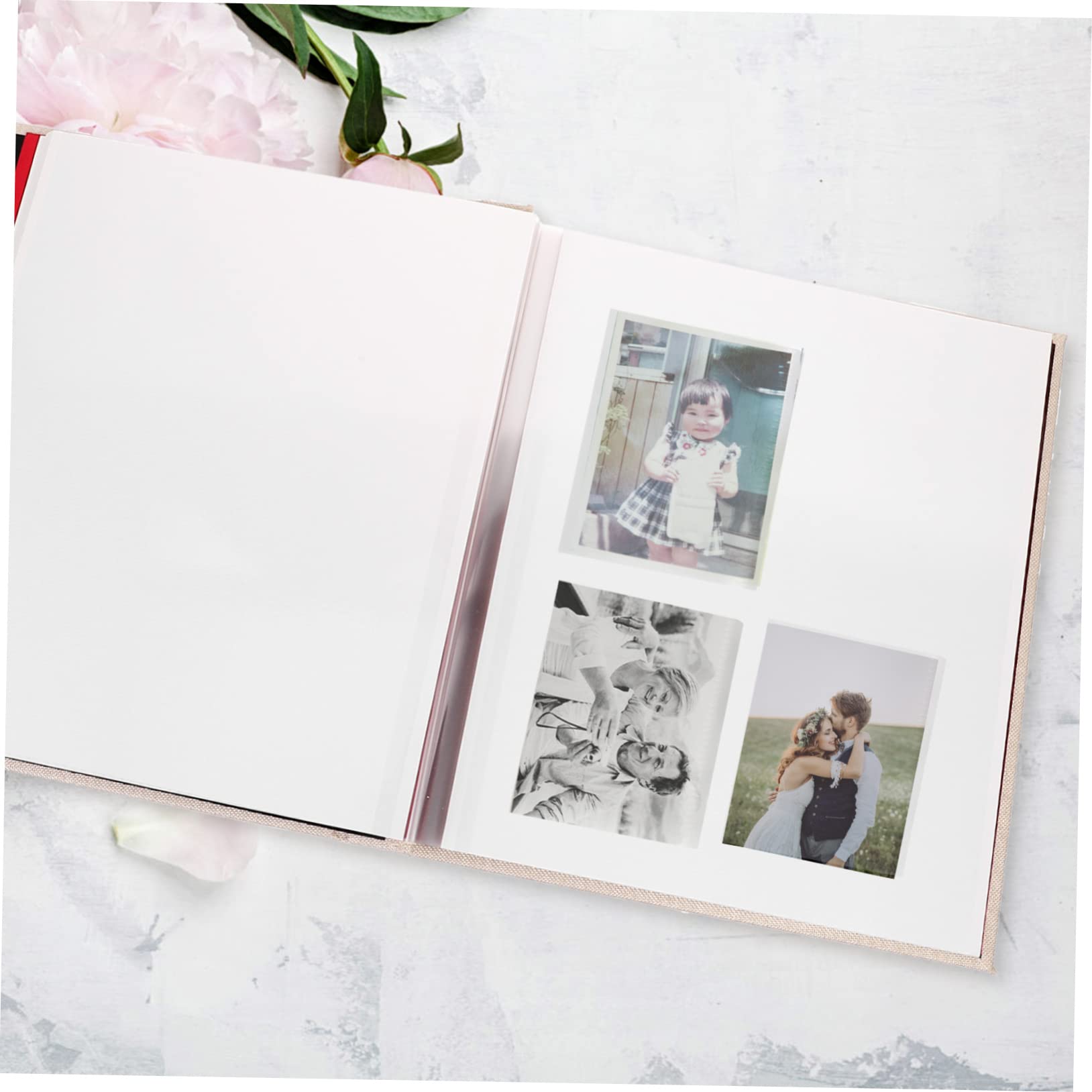 Album Photo Vintage Auto-adhésif en Lin Beige, Style Livre