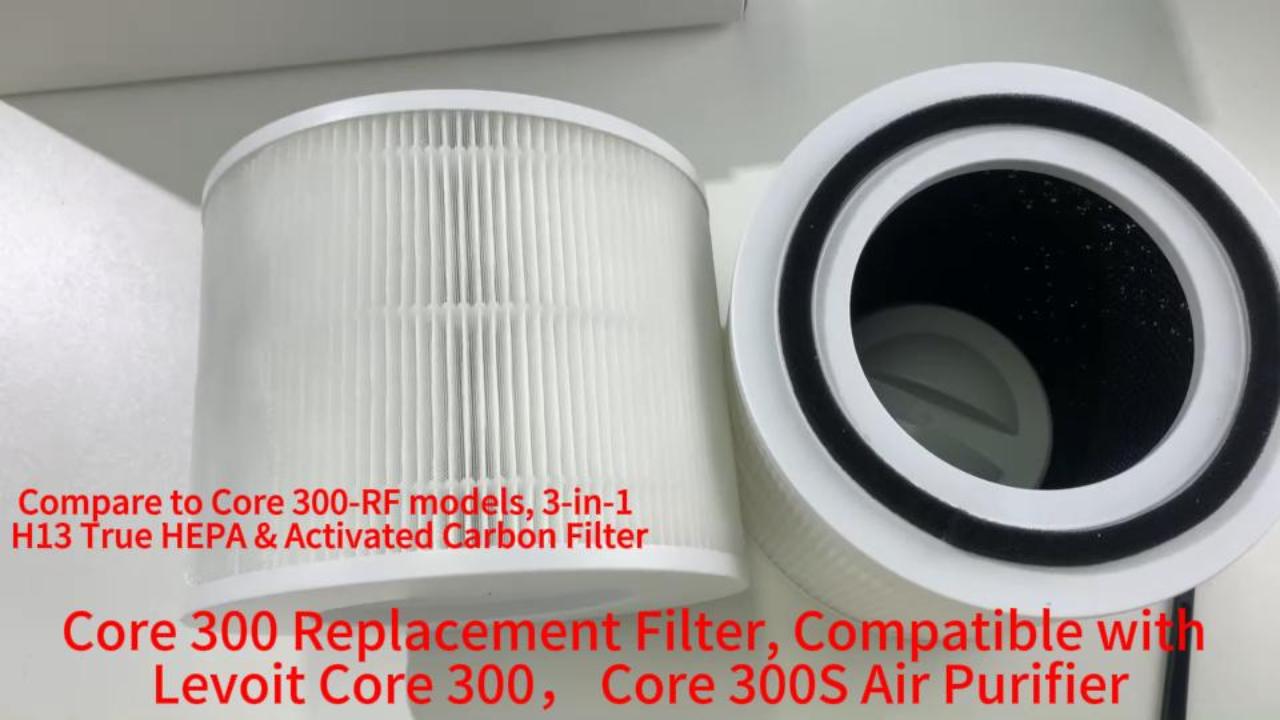 Image of 2 Pack Core 300 Replacement Filter, Compatible with Levoit Core 300, Core 300S Air Purifier, Compare to Core 300-RF models, 3-in-1 H13 True HEPA & Activated Carbon Filter, White