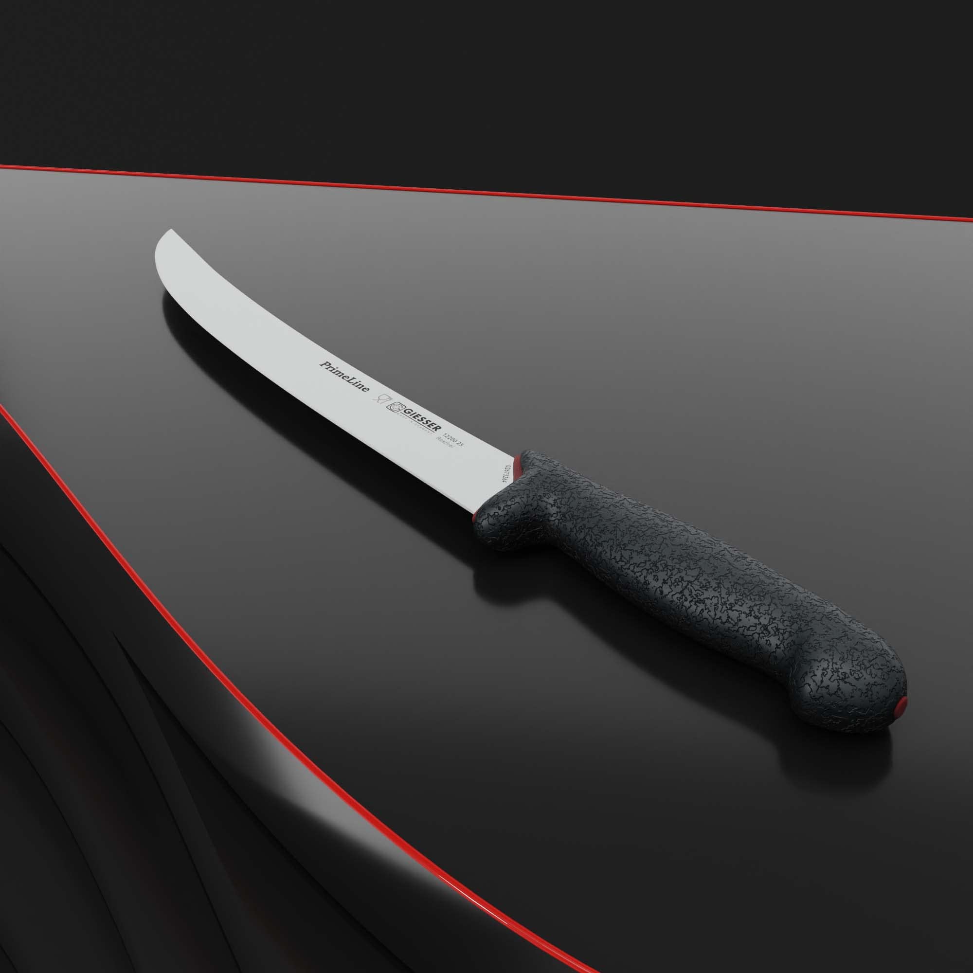 Giesser depuis 1776 - fabriqué en Allemagne - Couteau à fileter antidérapant PrimeLine, lame 25 cm, noir, couteau à fileter tranchant lavable en lave-vaisselle, inoxydable