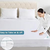 Vista 4 de Protección de colchón con zíper para cama individual impermeable (4/5/7/9 pulgadas), funda para colchón de 6 lados con zíper, compatible con Yaxa