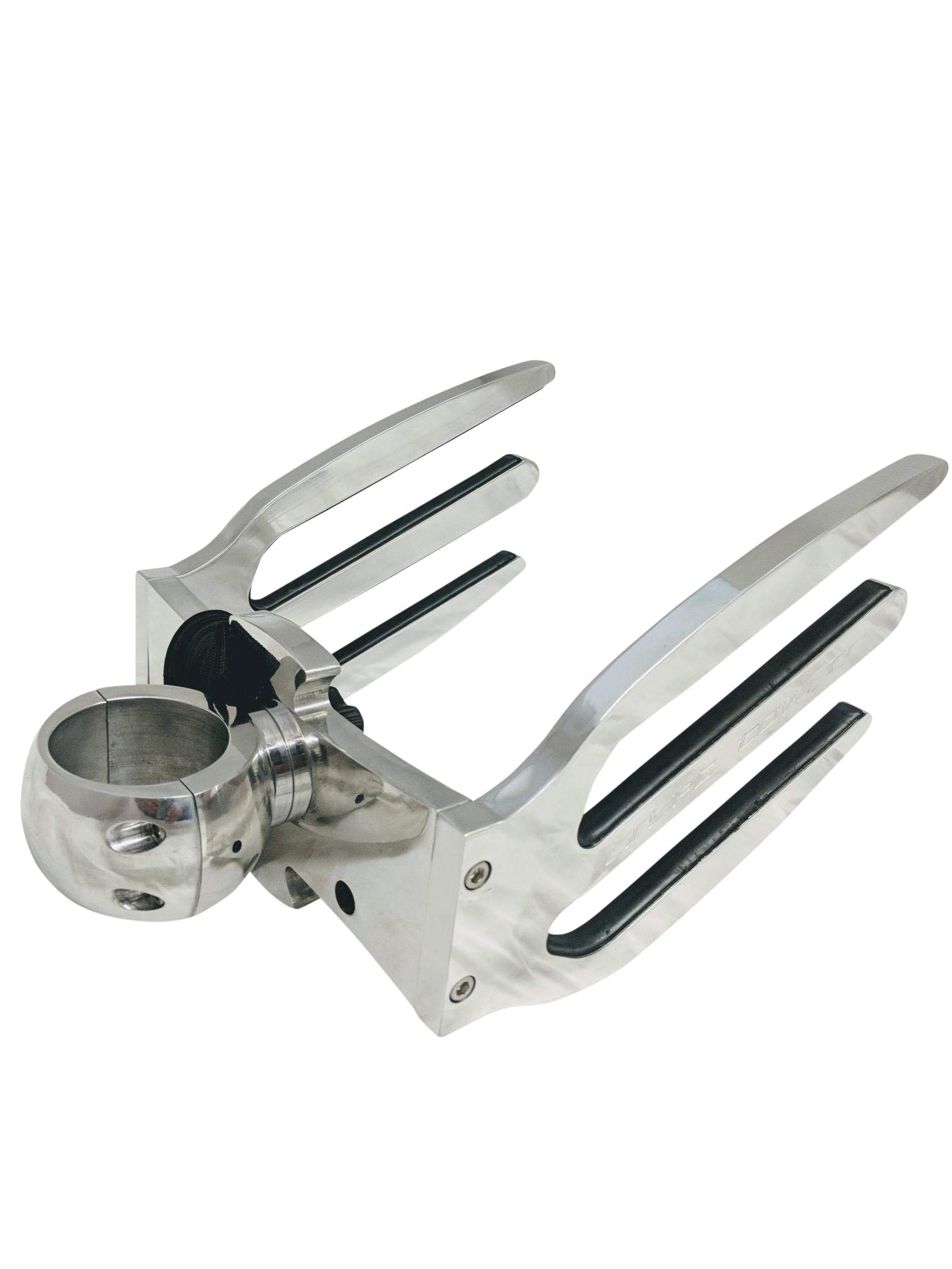 Quick Release Wakeboard Tower Rack, Removes Wake Board Tower with Twist of Knob, Holds 2 x Boards, Includes Round Tubing Clamp - Polished, Black, Anodized