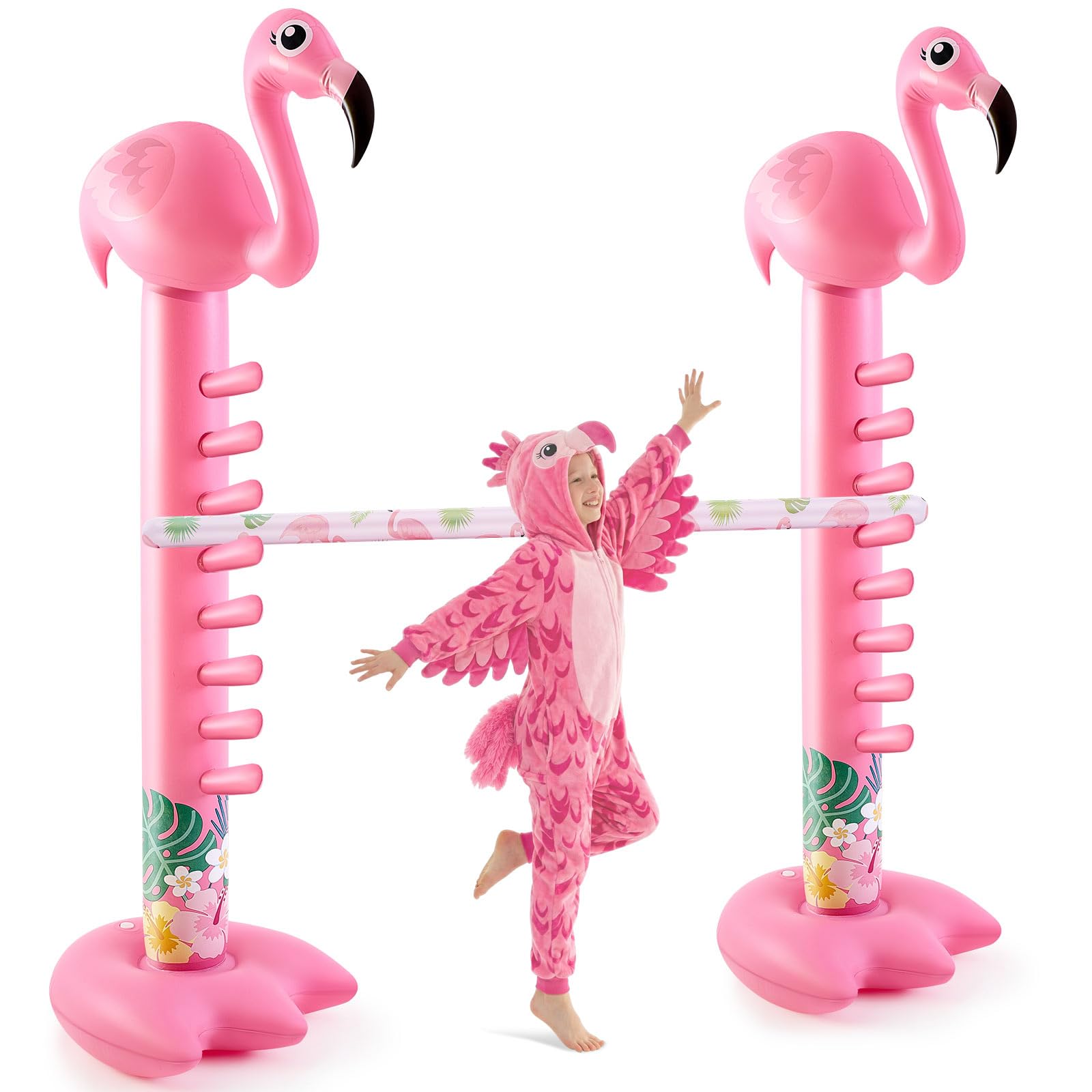 Photo 1 of Poen 80" Giant Inflatable Flamingos Limbo Game for Kids Adults, Pink Blow up Flamingos Pool Party Decorations for Summer Indoor Outdoor Beach Tropical Hawaiian Luau BBQ Party Games, Pump Not Included