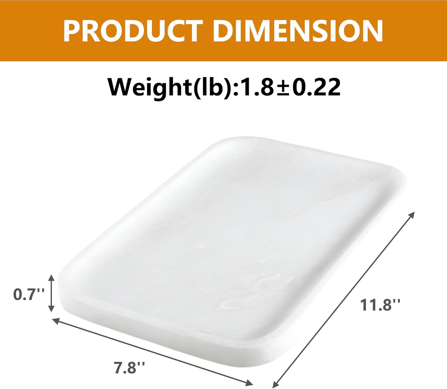 Vanity Tray, 11.8inch Marble Bathroom Tray for Countertop, White Marble Bathroom Dresser, Stone Serving Tray for Kitchen Counter, Storage Organizer for Decor, Perfume, Jewelry - Image 5