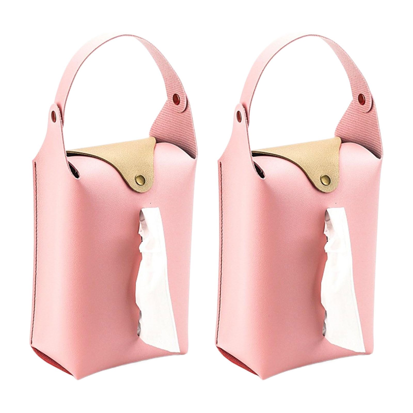 2 Pieces Elegant PU Leather Tissue Box for Car Hanging Living Room Paper Towel Dispenser Stylish Napkin Container Stylish Tissue Container