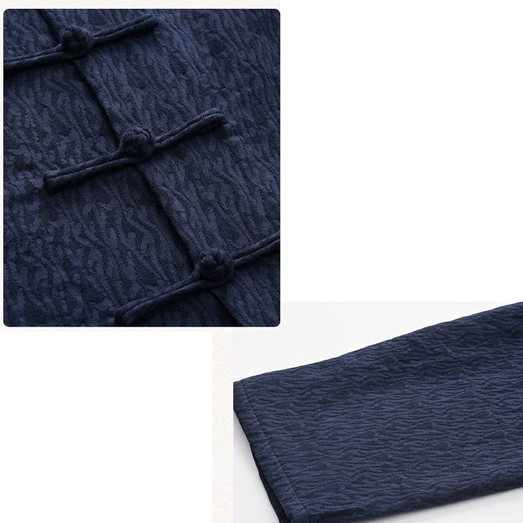 ZHOUXIAO Winter Baumwolle Tang Anzug Männer Jacquard Tai Chi Uniform Langarm Chinesische traditionelle Kleidung Tops, Hanfu Jacke Kung Fu Kleidung Hemd Mantel Kampfkunstanzug