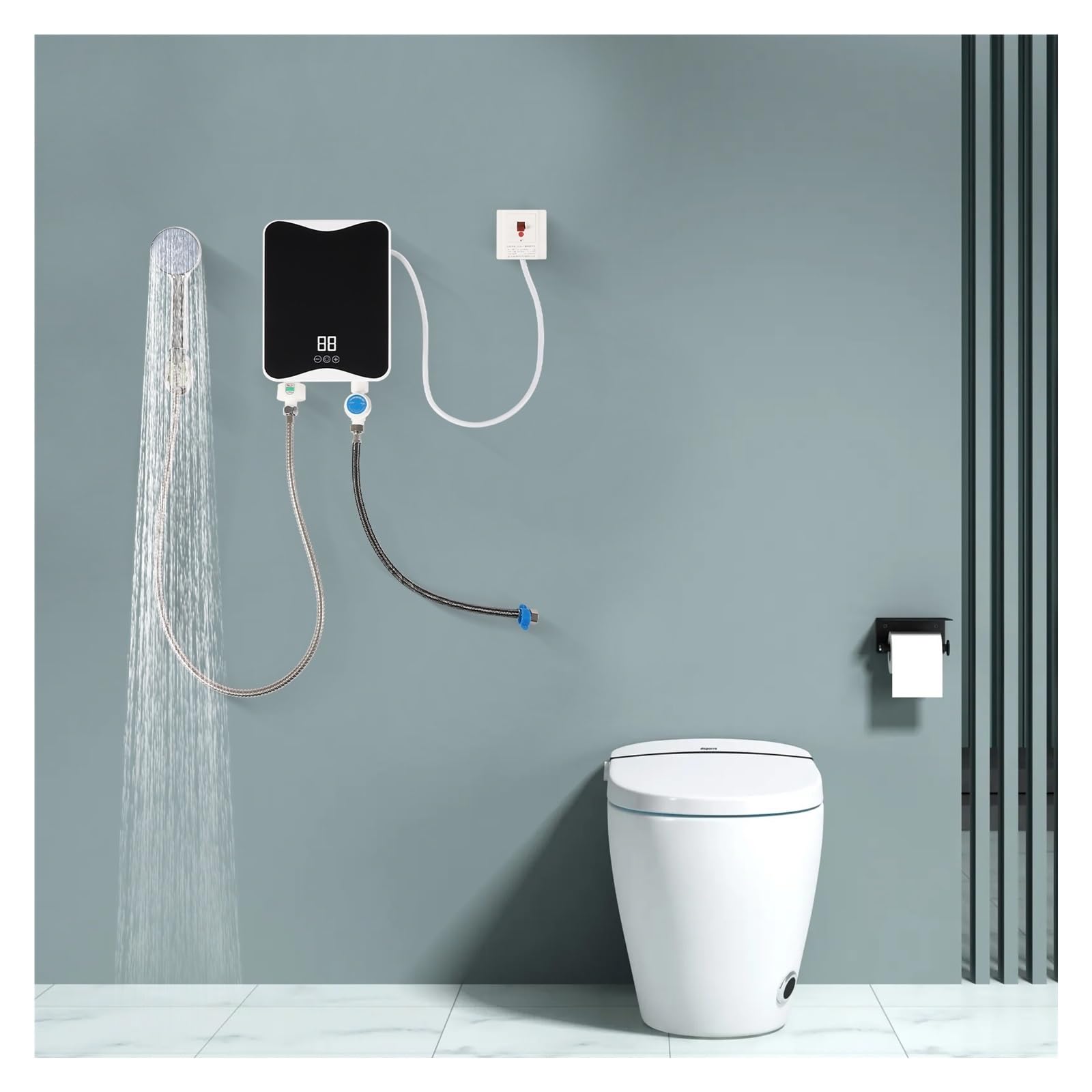 Podgrzewacz Ciepłej Wody 5500W Natychmiastowy Termostat Bezzbiornikowy Nagrzewnica Indukcyjna Z Wyświetlaczem LED Smart Touch Grzejniki Elektryczne Prysznic Kompaktowy i trwały