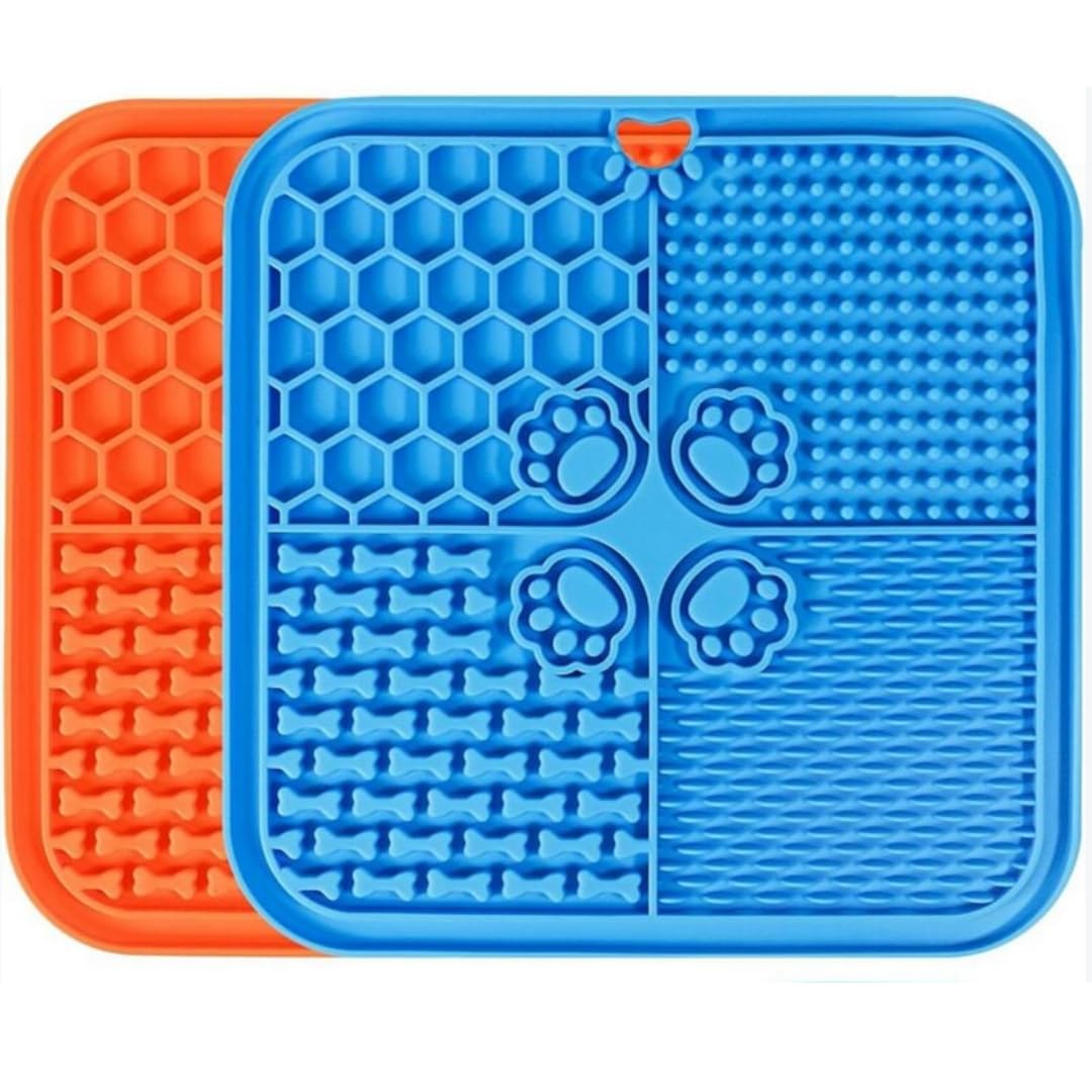 PARENCE.- Tappetino da leccare per cani e gatti - tappetino antistress con ventose, dispenser lento per dolcetti e cibo umido, cibo in silicone - colore casuale