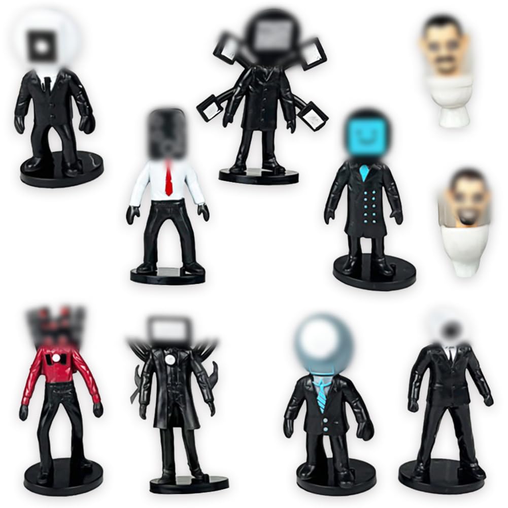 MIFKLMV Toilet Game Figures and Man Cake Toppers, Mini Ornaments, Model, Collectible Gifts for Kids Fans' Birthdays (10 PCS)