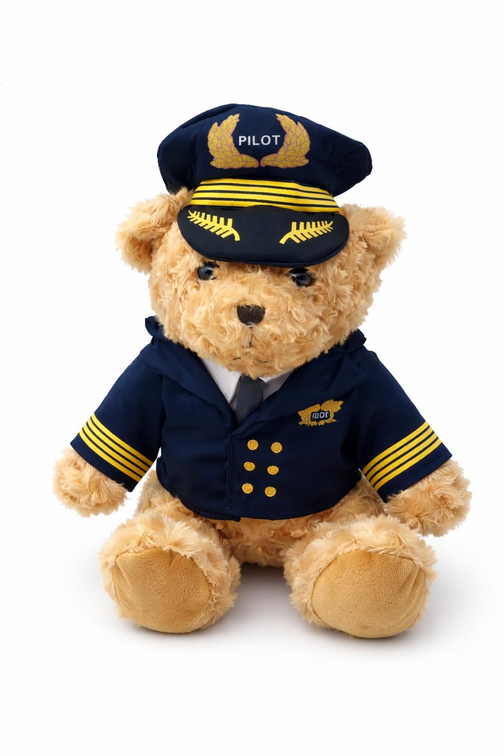 Cuddly Toy Teddy Bear Pilot 40 cm - Large Plush Bear in Pilot Suit with Hat, Soft Stuffed Toy - Gift for Children & Adults