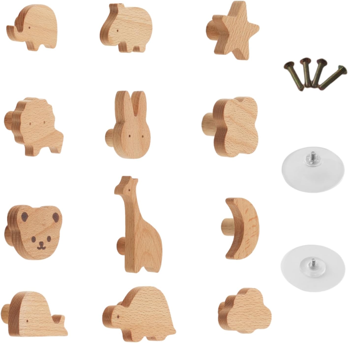 Wooden Dresser Knobs Natural Animal Drawer Pulls with