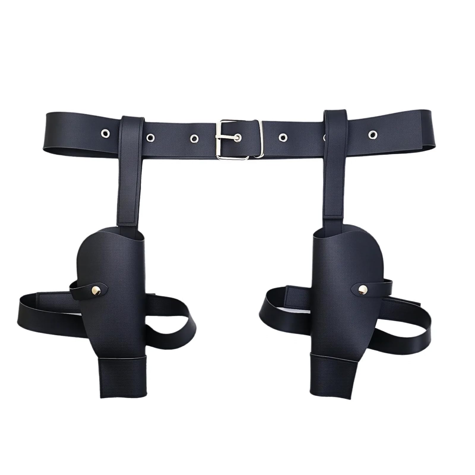 YIERM Thigh Holsters Costume Black Twin Weapons Holster Adjustable Belt Dress Accessory Cosplay Props for Military Police Halloween Video Games Pistol