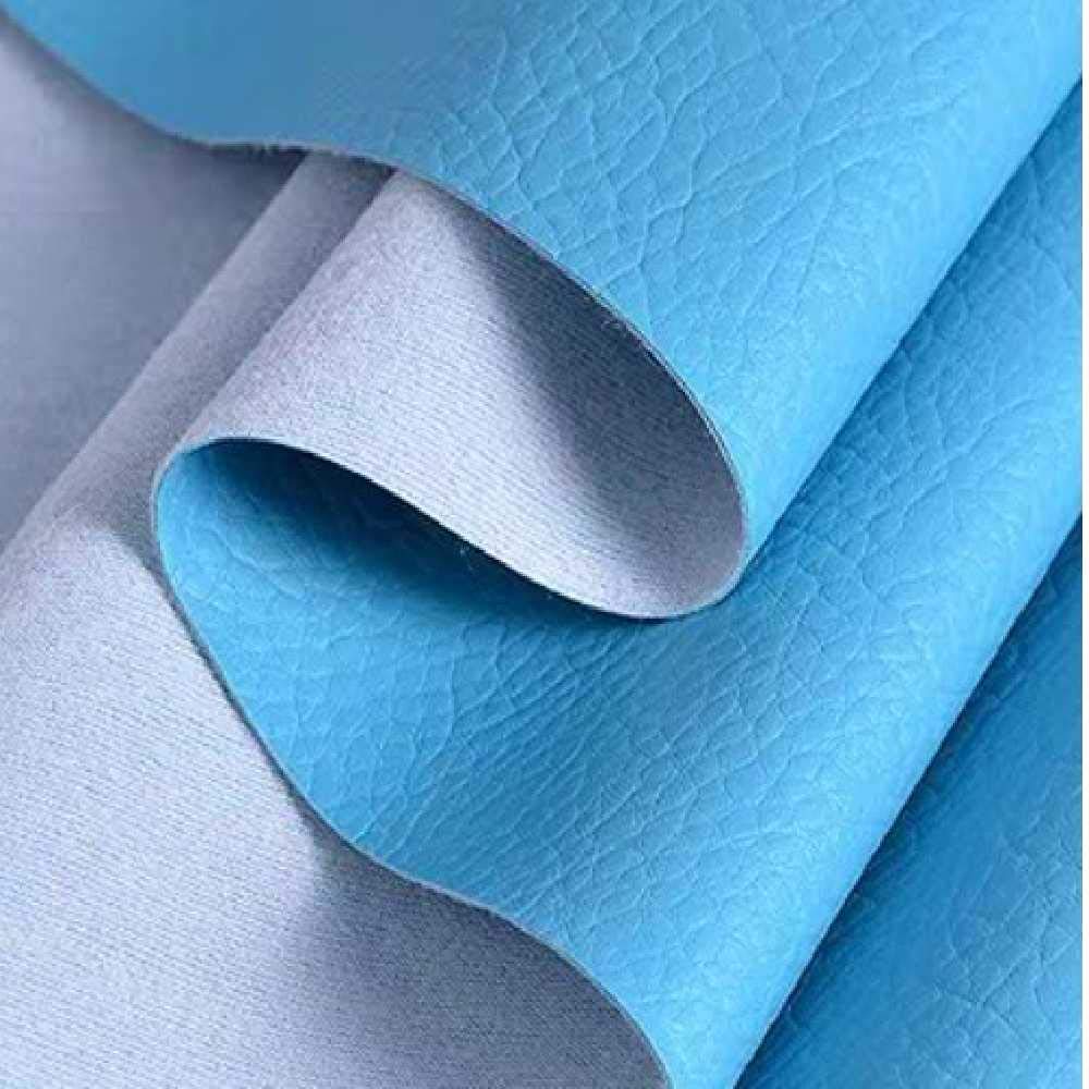 Podlinen Light Blue 16 Colors Available Full Meter (100X137 Cm) Pvc Textured Faux Leather Grained Leatherette Upholstery Fabric (Light Blue)