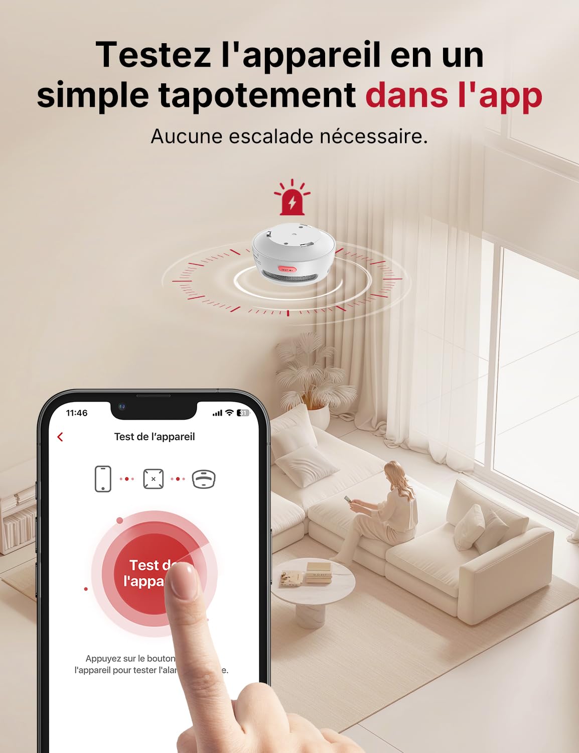 X-Sense Détecteur de Fumée Connecté, Kit de Sécurité pour la Maison avec SBS50 Station de Base, Conforme à la Norme EN14604, Compatible avec l'Appli X-Sense Home Security, FS31