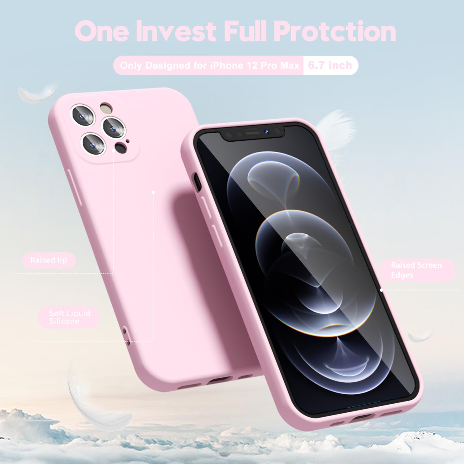 oakxco for iPhone 16 Pro Max Case Liquid Silicone, Soft Rubber Gel Elegant Aesthetic Basic Simple Cover, Cute Thin Slim TPU Matte Solid Color Plain Smooth Case for Women Girl, Light Pink — view 1104