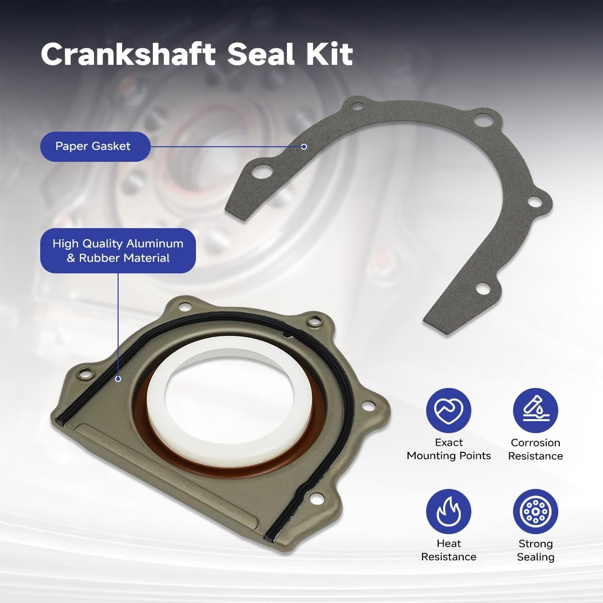 BS 40713 Rear Engine Crankshaft Seal Kit Compatible with 2009-2010 Chrysler Town & Country, 2009-2010 Dodge Grand Caravan, 2007-2011 Jeep Wrangler, 2009-2010 VW Routan Rear Main Seal V6 3.3L 3.8L