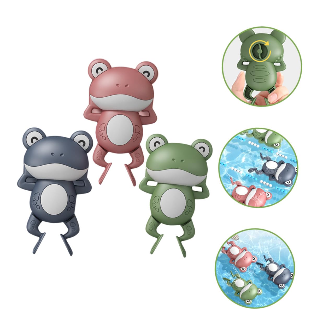 Jouet de Bain pour Bébé Grenouille à Remonter, Lot 3 Pièces