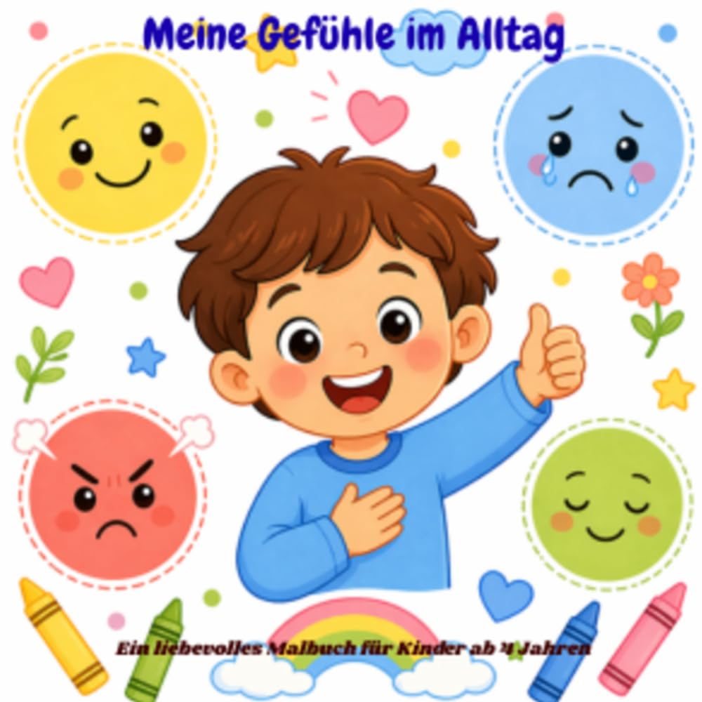 Meine Gefühle im Alltag: Ein liebevolles Malbuch für Kinder ab 4 Jahren, 32 Bilder über Freude, Wut, Traurigkeit & mehr