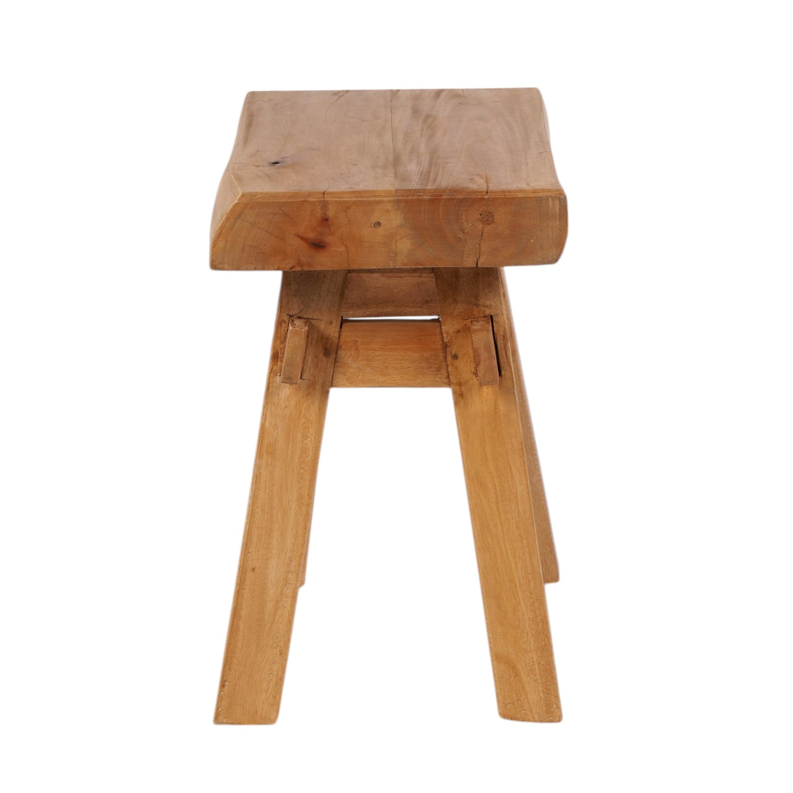 DESIGN DELIGHTS RUSTIKALER Holz HOCKER Vintage 40" | Recycling Hartholz, 43x45x27 cm (HxBxT) | Sitzhocker aus Massivholz, Schemel | Farbe: 08 honigfarben gewachst