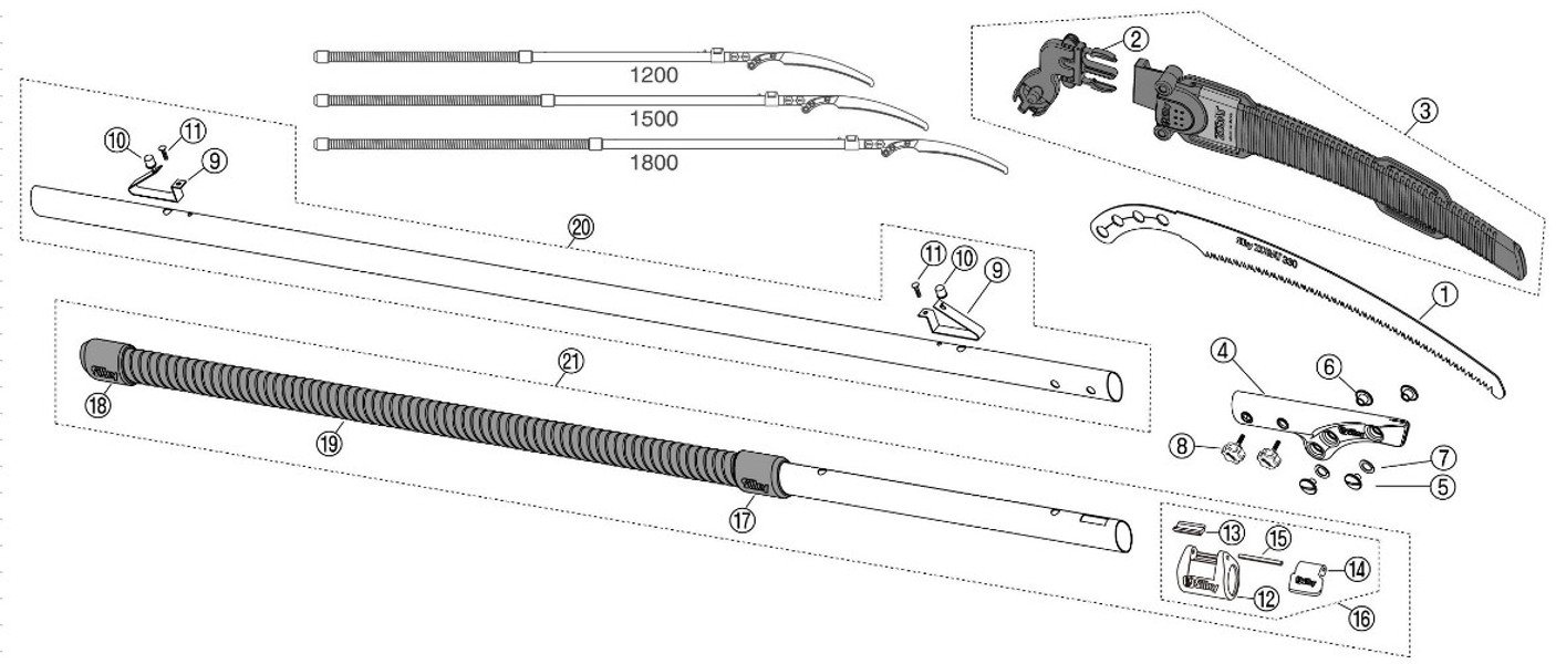 Silky Ersatzblatt für Handsäge Zübat Professional 330 mm | 7,5 Zähne/30 mm sehr grob | aggressiv gebogenes Zugsägeblatt mit Haken | passt für Zübat Hand- & Teleskopsägen