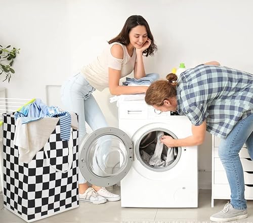 Hiyagon 75L Freestanding Laundry Basket,Large Collapsible Tall Clothes Hamper With Handles,Waterproof Toy Storage Bin For Boys And Girls,Baby Nursery(Racing Flag) #TOP3