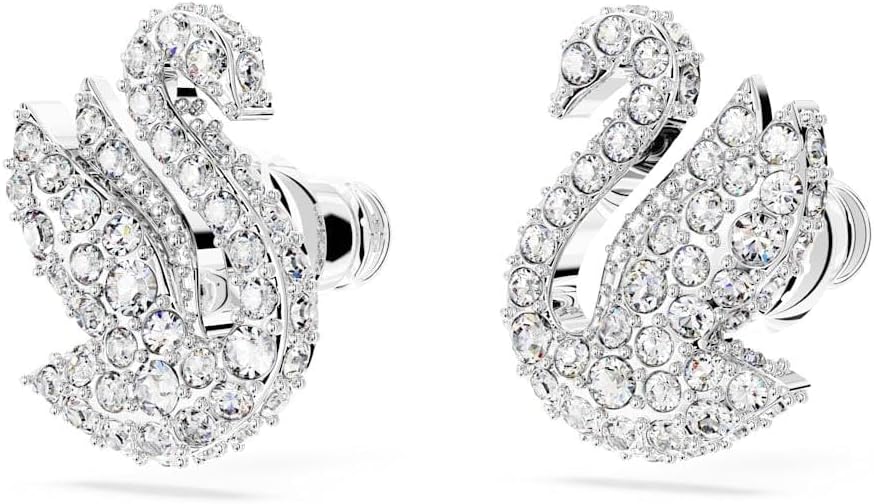Swarovski Iconic Swan Crystal Necklace, Earrings, Bracelet Jewelry Collection, Clear Crystals on a Rhodium Tone Finish