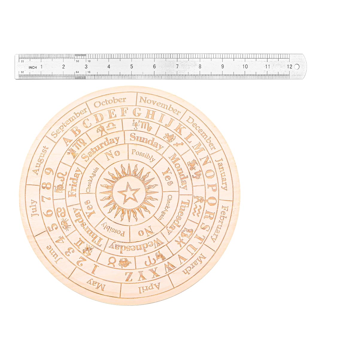 Tavola del Pendolo in Legno Stella 25 cm Tabella divinazione con Collana di Cristallo con Bacchetta da rabdomante Divinazione Metafisica Bacheca messaggi Kit Stregoneria Accessorio Wiccan