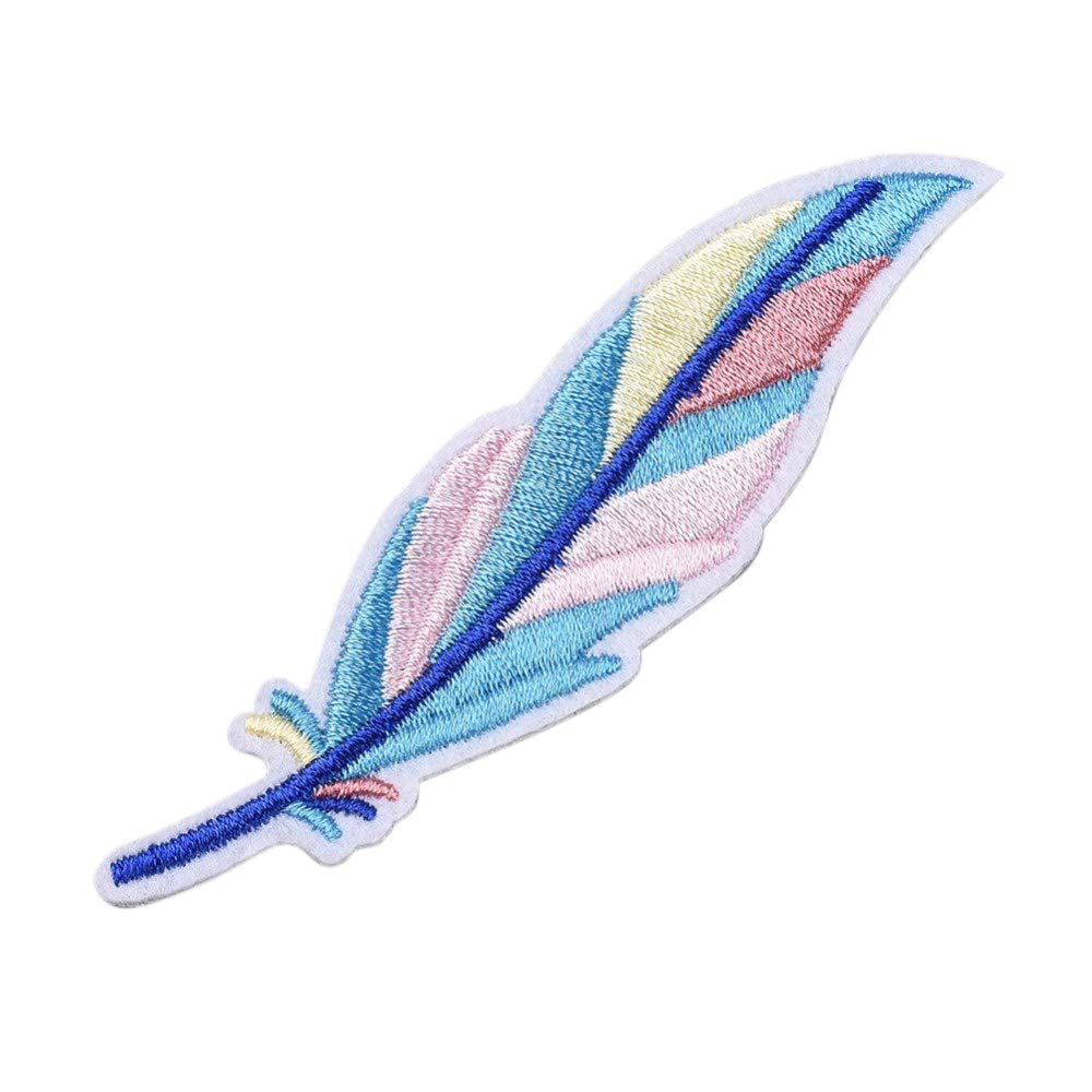 PandaHall 20pcs Feather Iron Sew On Patches Embroidery Applique Patches Stickers for Clothes Jeans Jackets Shoes T-Shirt Hat Bag DIY Accessory, 94x25x1.5mm — image 1