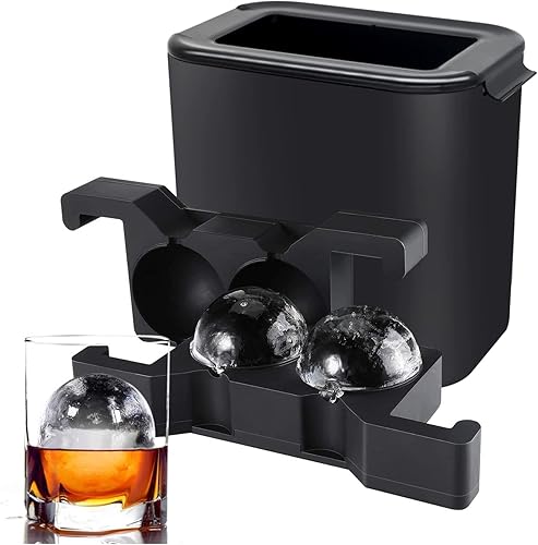 ENIGETA - Máquina de bolas de hielo cristalinas con 2 esferas grandes de 24 pulgadas bandejas de cubitos de hielo para whisky cóctel