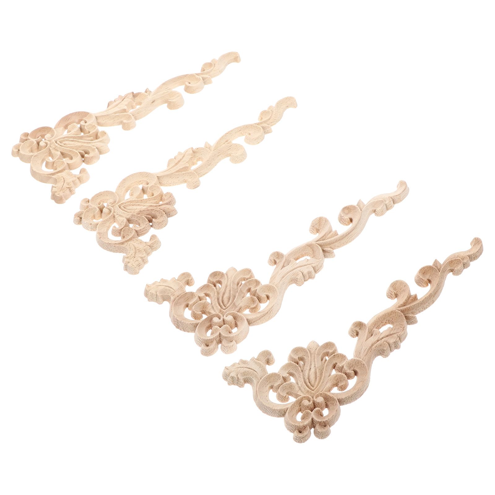 Wooden Carved Onlay Decal Decor for Furniture Doors 4 Pieces