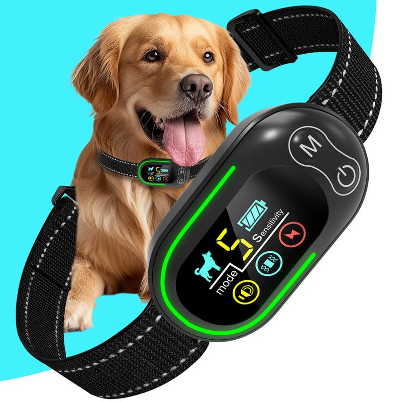 XTBCN Collier Anti-Aboiement Chien, Rechargeable et Étanche IP67, 4 Modes Son/Vibration/Choc, Sensibilité Réglable, pour Petit Moyen Grand Chien Dressage