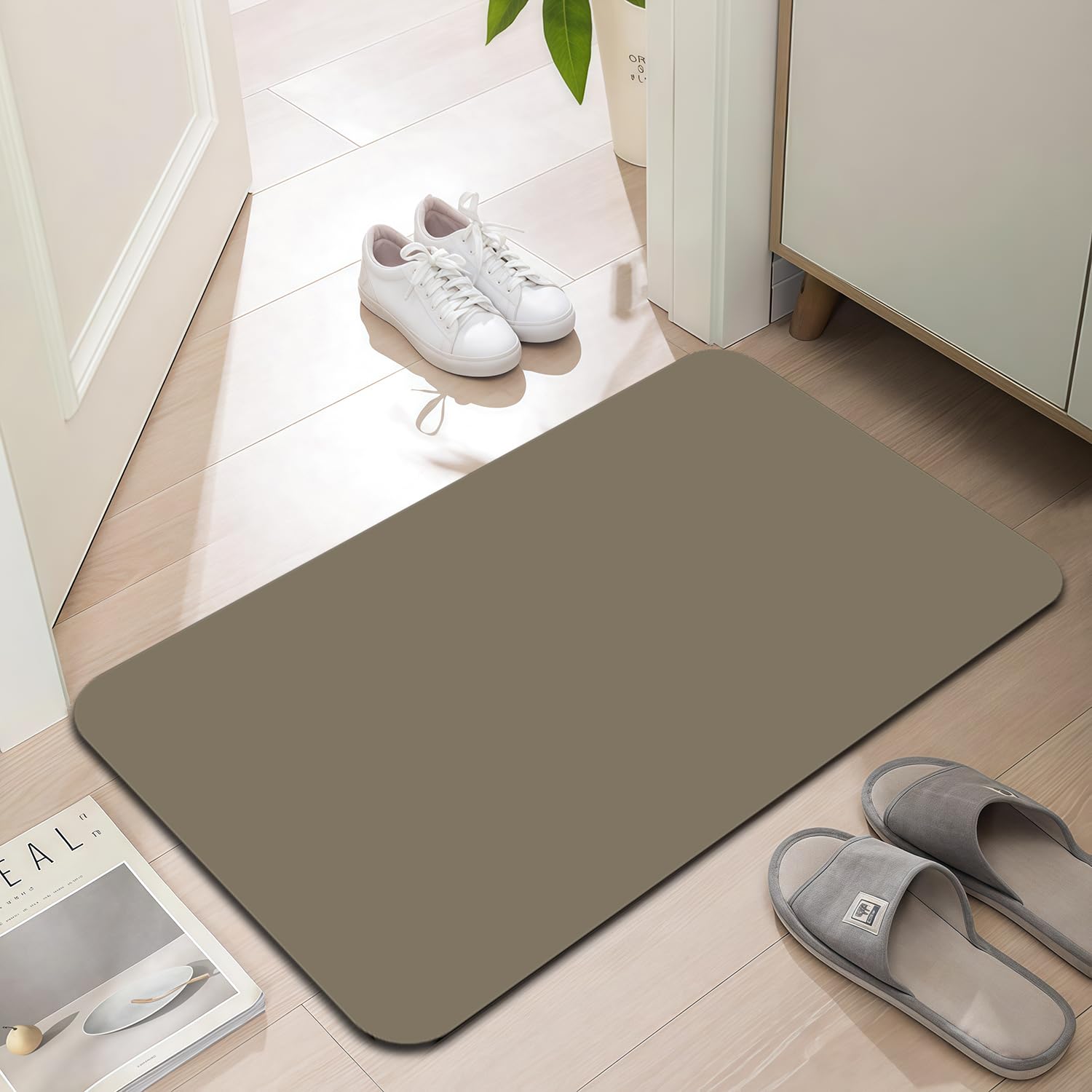 Tapis de porte ultra mince et paillasson antidérapant lavable pour entrée