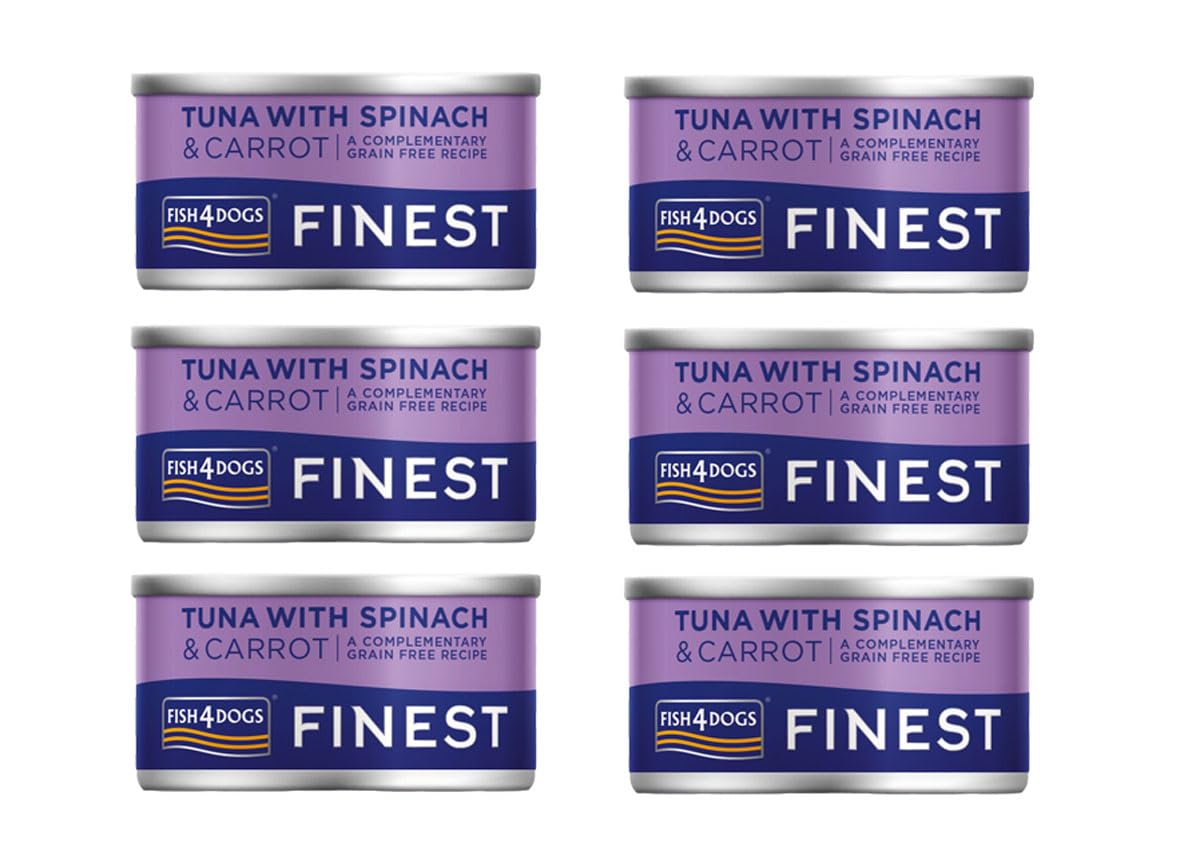 Fish4Dogs Wet Dog Food Tins 85g for all dog breeds (FINEST TUNA WITH SPINACH AND CARROT)