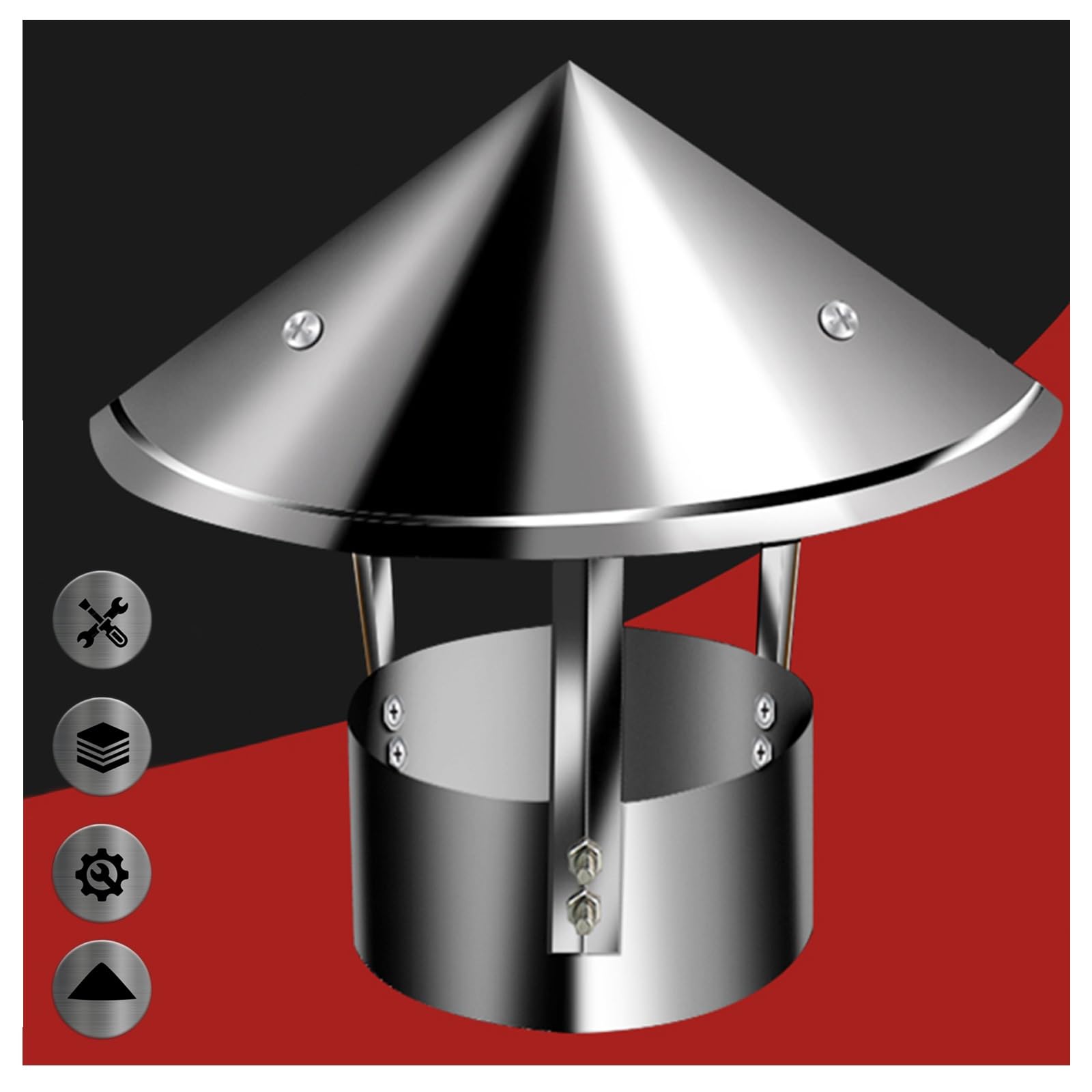 All Weather Chimney Cap,fireplace chimney cap,cone top chimney cap,Moisture and hot air emissions,Suitable for outdoor single wall pipes,Flue Protector,vent cap ( Size : D25cm*45cm/9.84in*17.72in )