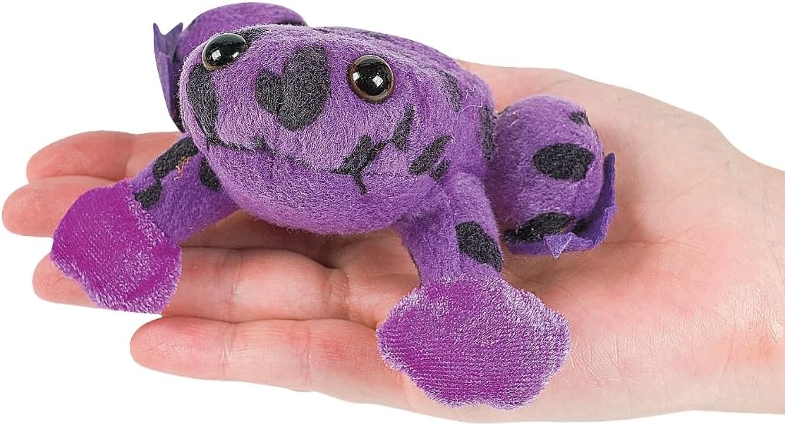 Fun Express Plush Spotted Neon Frogs (Set of 12) Stuffed Animal Toys Great for Parties and giveaways - view 3