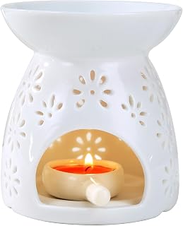 Auxmeware Ceramic Tea Light Candle Holder - Essential Oil Burner, Wax Melt Warmer, Aroma Diffuser for Home Decor