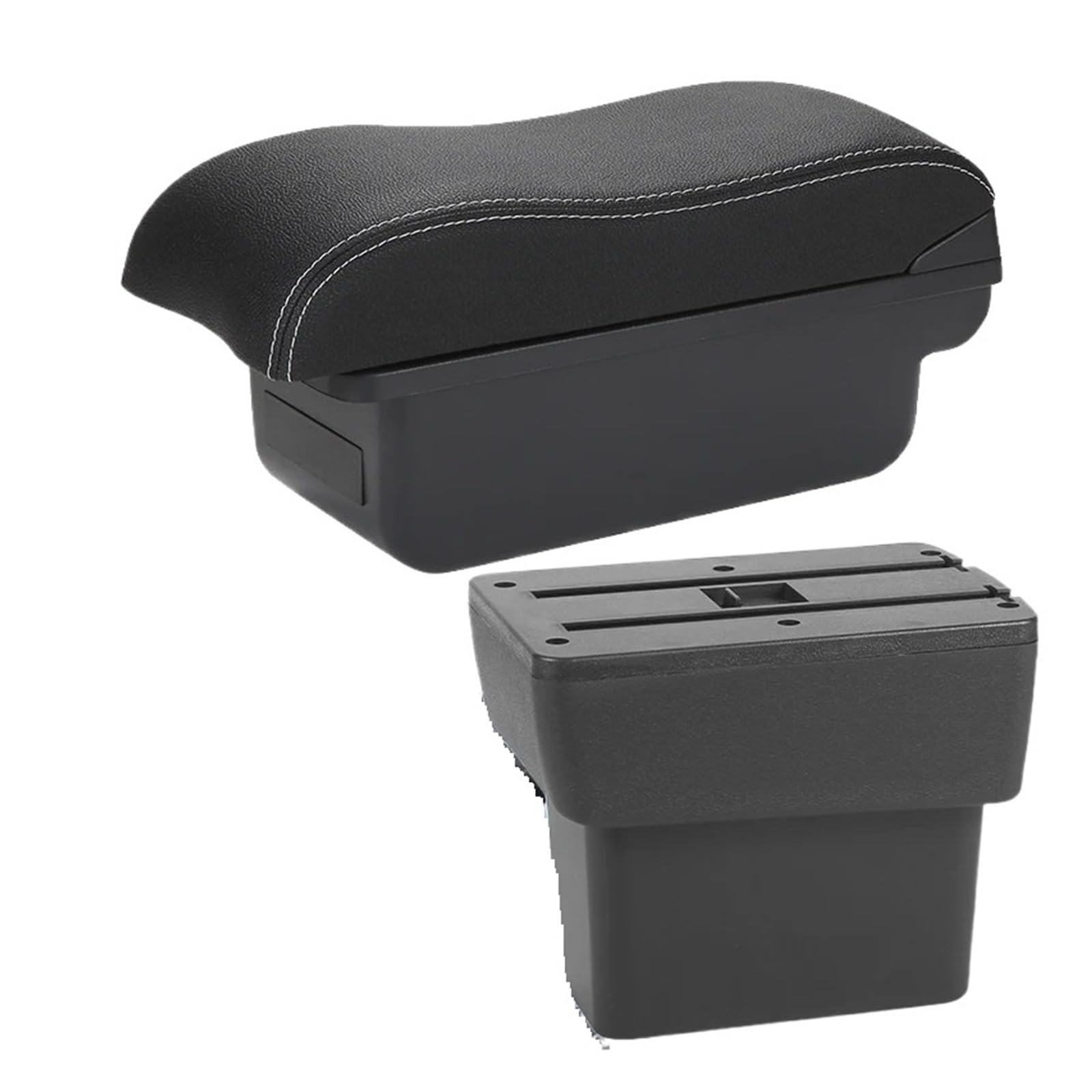 Ggwqoops Car Armrests For Nissan For Note For E-Power 2016-2022 Car Armrest Storage Box Dedicated Interior Retrofit Accessorie Armrest Box(C3 Black white NoUSB)