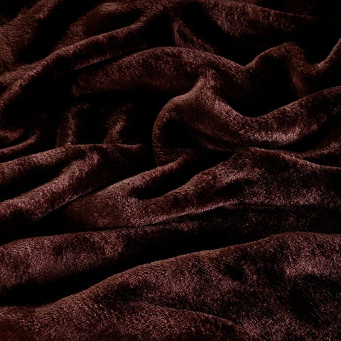 Image of ABRAZO 470 GSM Dual Season Mink Blanket 2.5 KG for AC Room & Mild Winter | Reversible Solid Color | Double Bed 220x240 cm Soft Blanket /Dohar /Quilt /Comforter - Mocha Brown