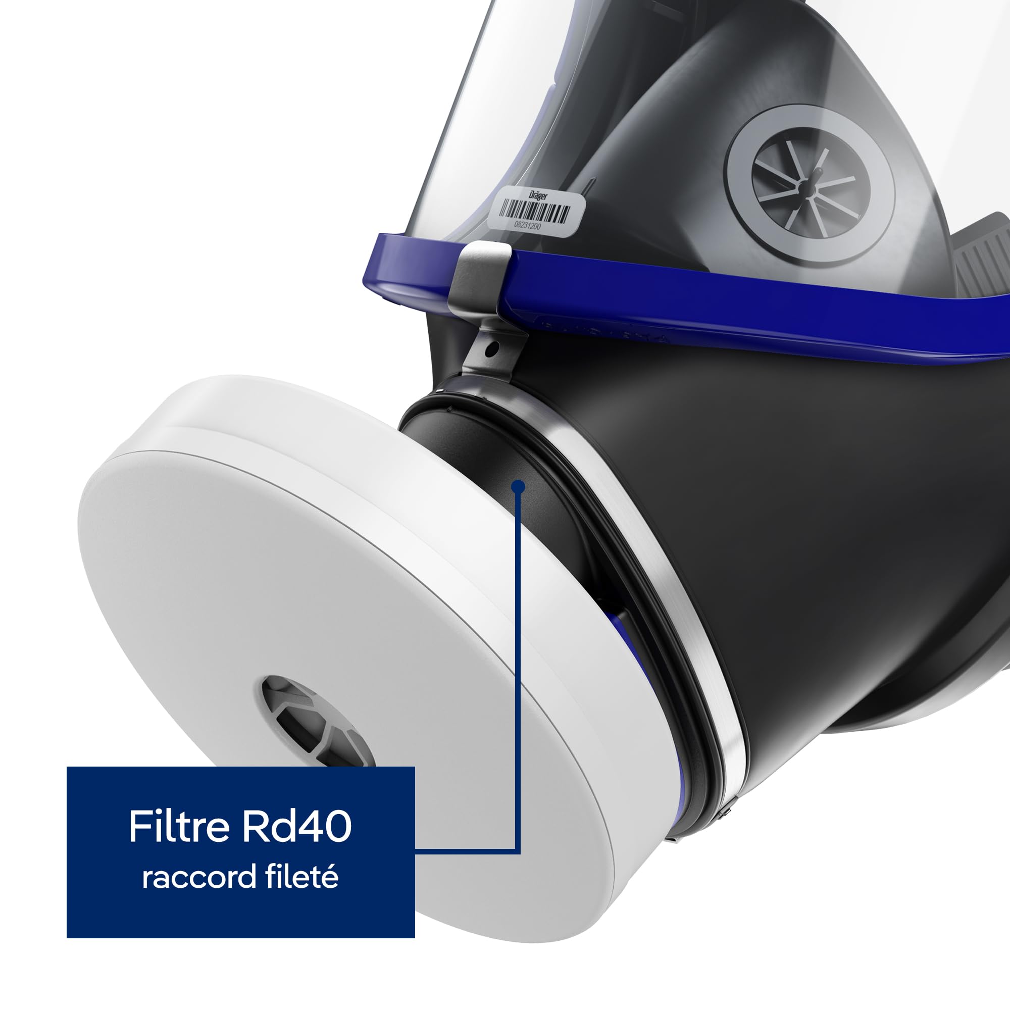 Dräger X-plore® Rd40 Filtre à particules P3 R | 1 Filtre avec raccord fileté standard Rd40 | Filtre de rechange pour masque de protection mono-filtre | Certifié EN 148