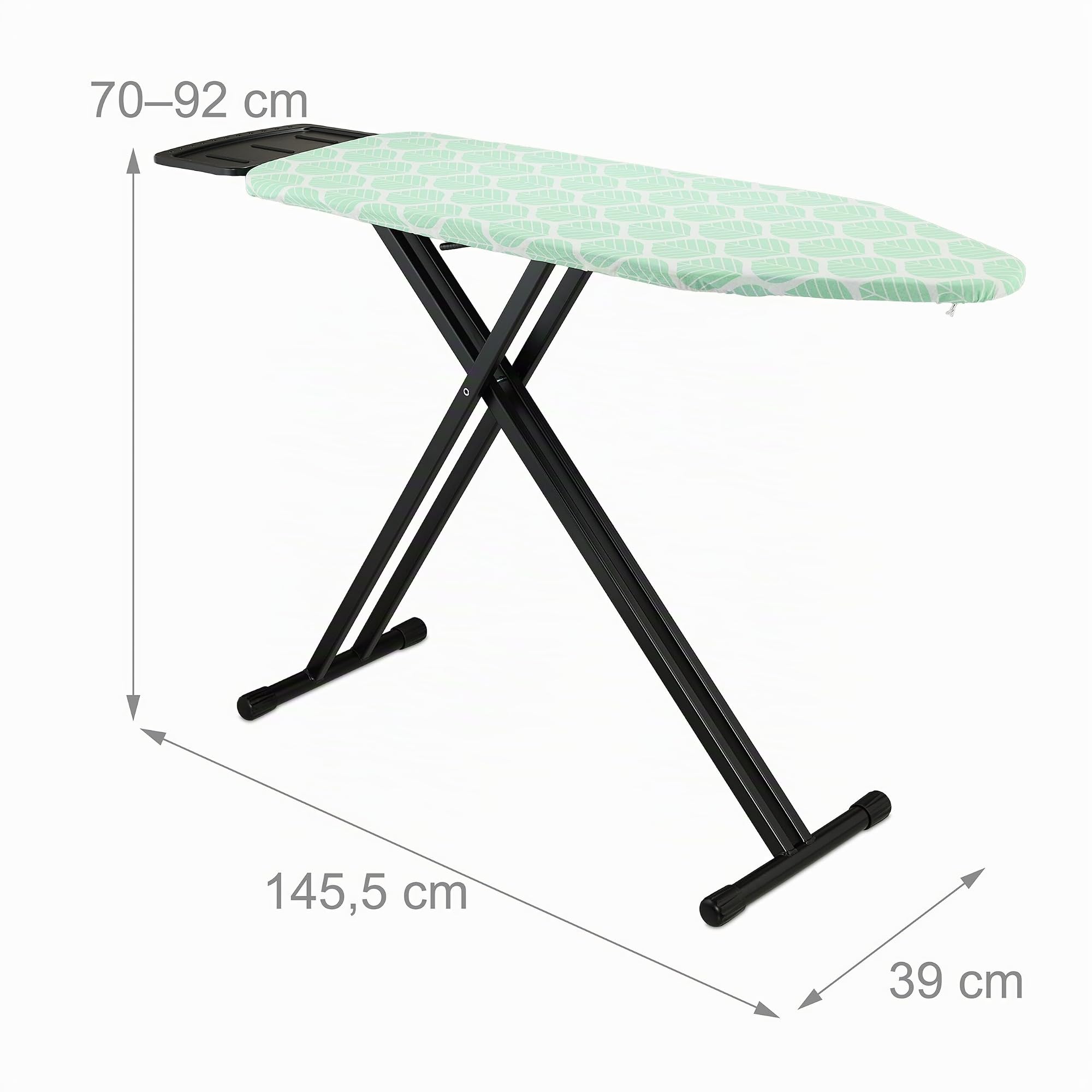 Relaxdays ASSE da Stiro Pieghevole, Tavolo Ferro a Vapore, Piano per Stirare Salvaspazio 123x39 cm,Copriasse, Verde Nero