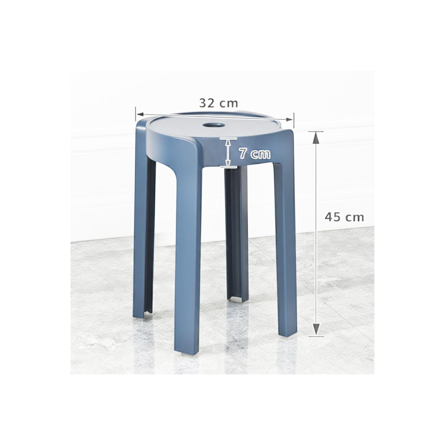 BM Home Tabourets Gigognes empilables en Plastique Bleu Foncé pour Maison Salle de Classe Cuisine Jardin