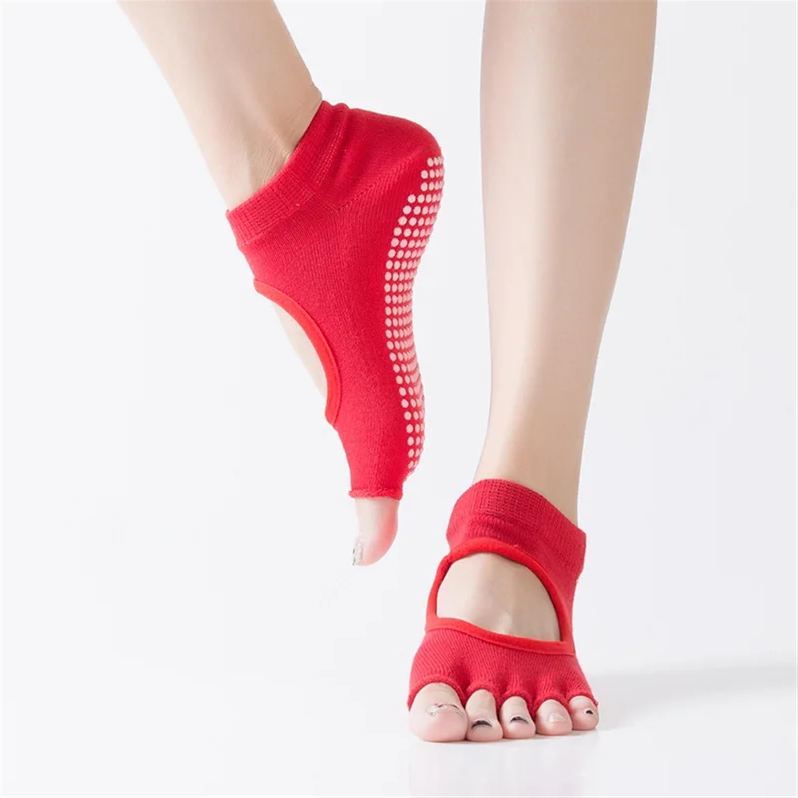 Yoga Pilates Socke Yoga-Socken Comfort Dot Glue Fünf-Finger-Socken Damen rutschfeste Pilates-Sport-Yoga-Sportsocken mit geteilter Zehenpartie(K4)