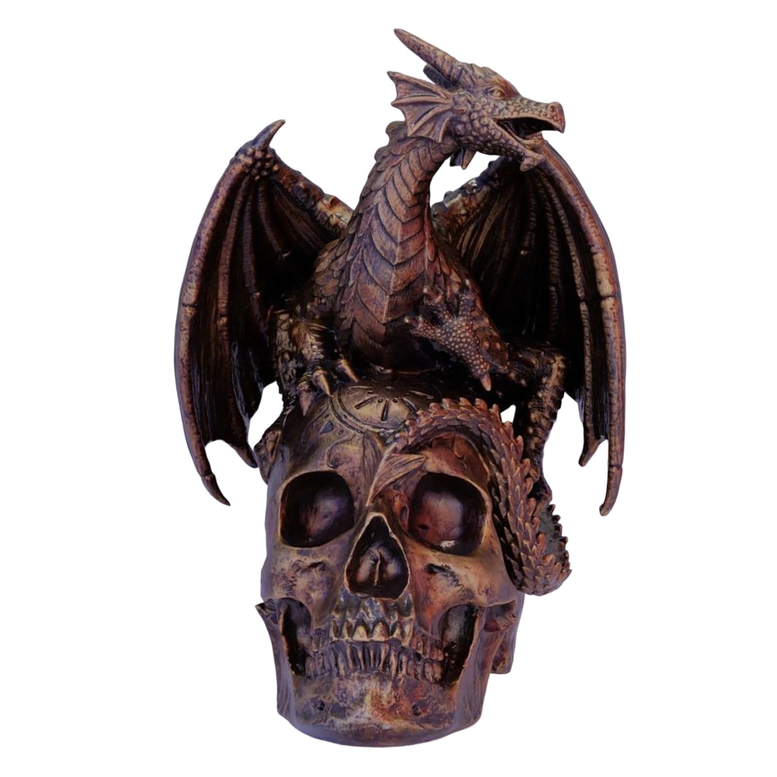 RetroNest Flying Dragon Skull Statue, Gothic Resin Figurine For Desk Home