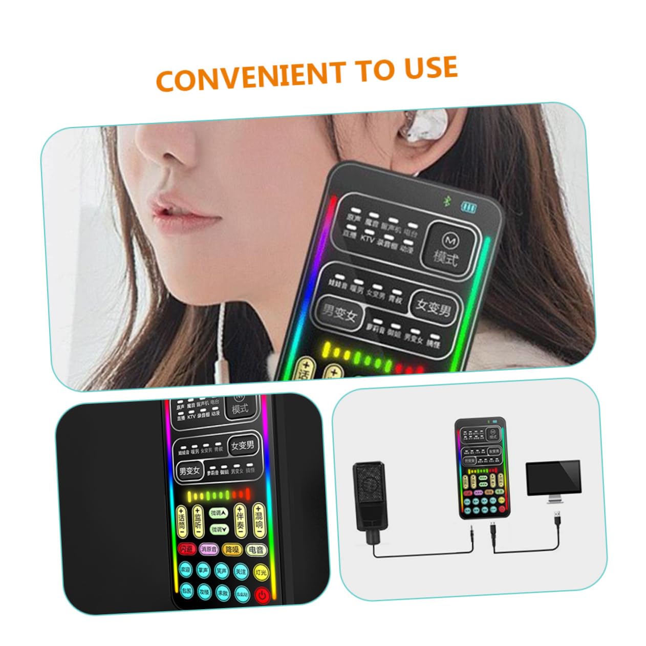 Operitacx Scheda Audio Mini Cambia Voce Multifunzionale per PC e Cellulare, Dispositivo Portatile 8 Effetti Sonori, Mixer Audio per Streaming, Videochiamate e Intrattenimento per Ragazzo