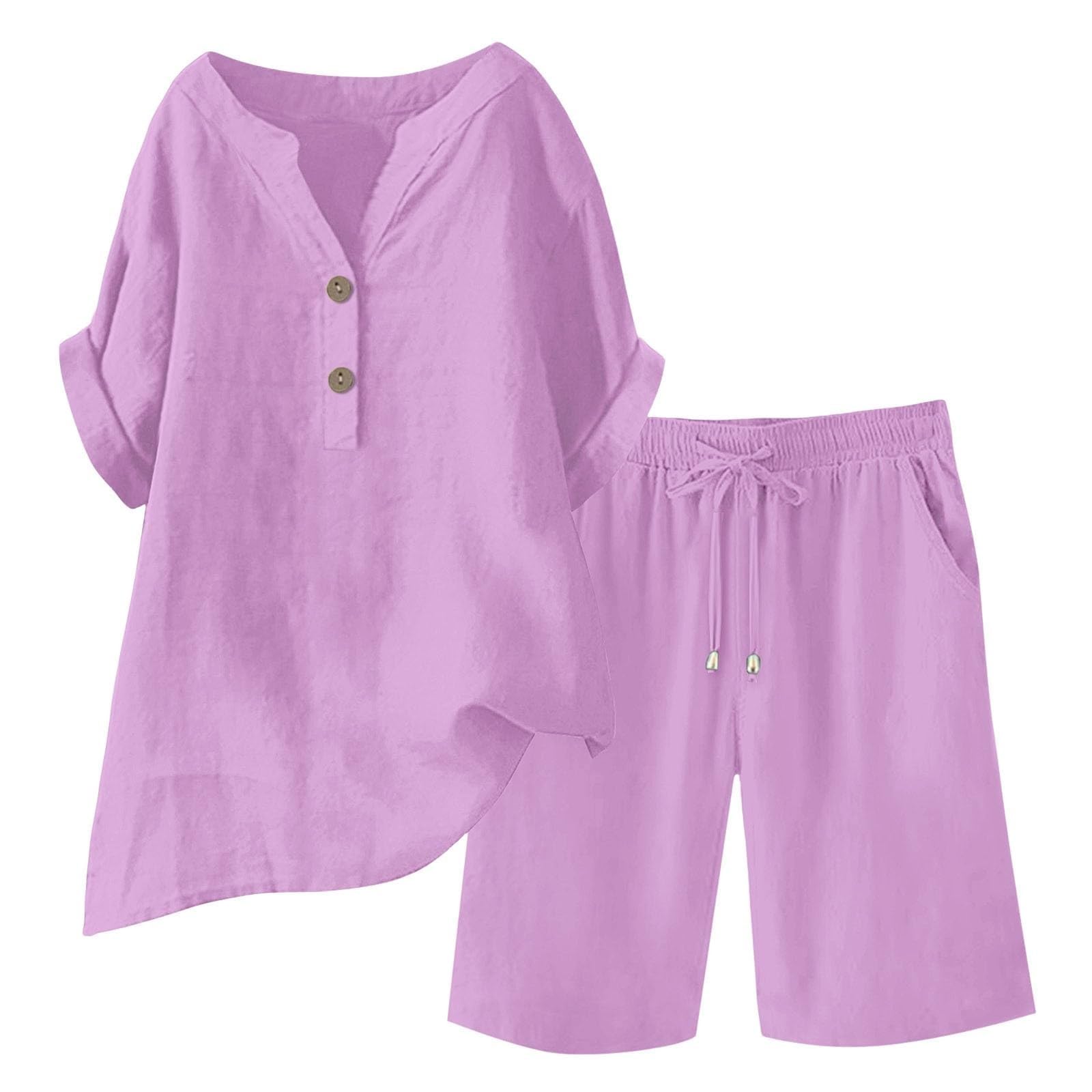 Generisch 2026 Conjunto de 2 piezas para mujer, blusa de pierna ancha, bolsillos, conjuntos de pantalones elásticos, camisa casual con cuello en V, pantalones, ropa de calle a la moda