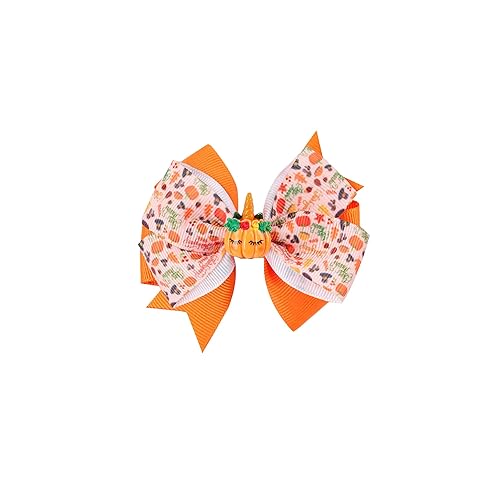 Pinzas de lazo para el cabello de Acción de Gracias para niñas, horquillas con lazo de calabaza, pavo, para niños, bebés, niñas, accesorios para el