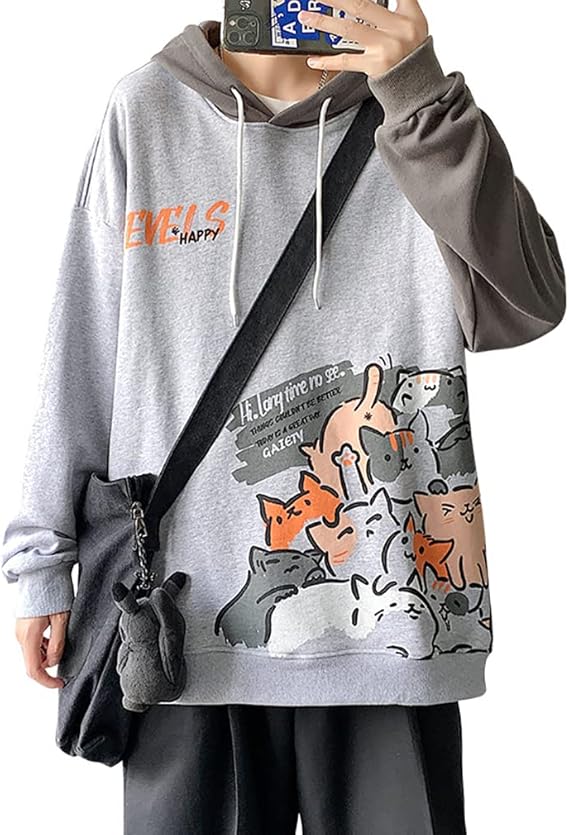Amazon パーカー メンズ 長袖 トレーナー メンズ 秋服 無地 かわいい プルオーバー おもしろ ロングパーカー 猫 トップス 可愛い プリント 大きいサイズ おしゃれ 人気 カジュアル 秋 冬 春 トレーナー パーカー 通販