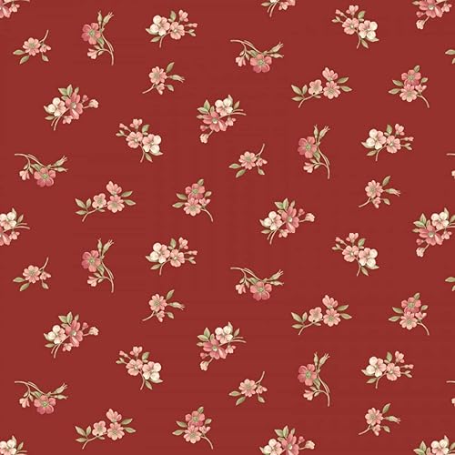 Sweet Blush Floral Rose Rose Buds Rojo por P and B Textiles Tela de algodón BTY