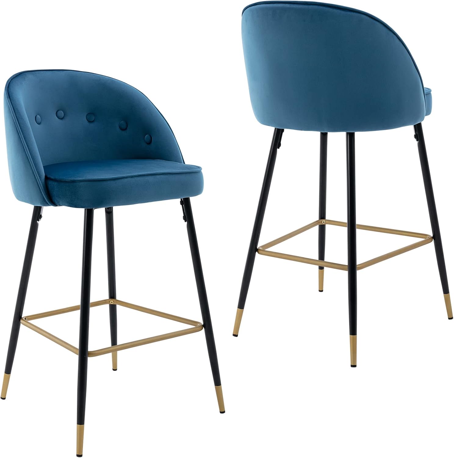 Amazon.com: Guyou 30Inch Blue Velvet Bar Stools Set of 2 with Tufted ...