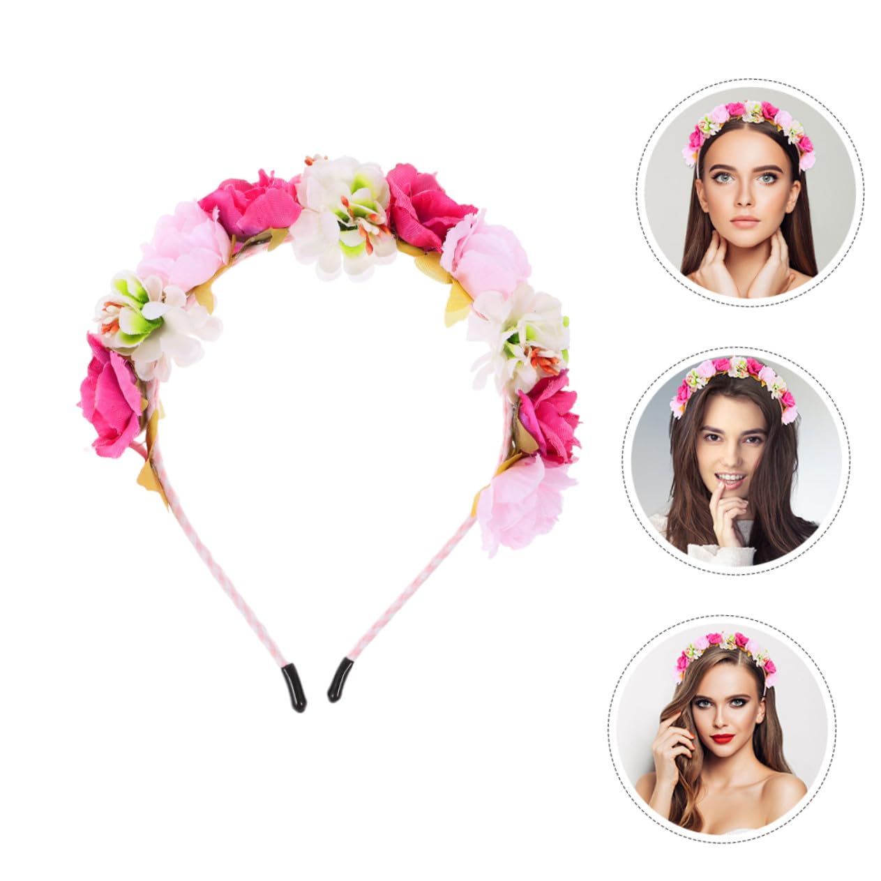 VICASKY 10 Stück Realistischer Blumenkranz Kunstblumen Haarkranz Stirnband für Frauen Mädchen Hochzeit Party Festival Accessoire Natürlicher Look Langlebig