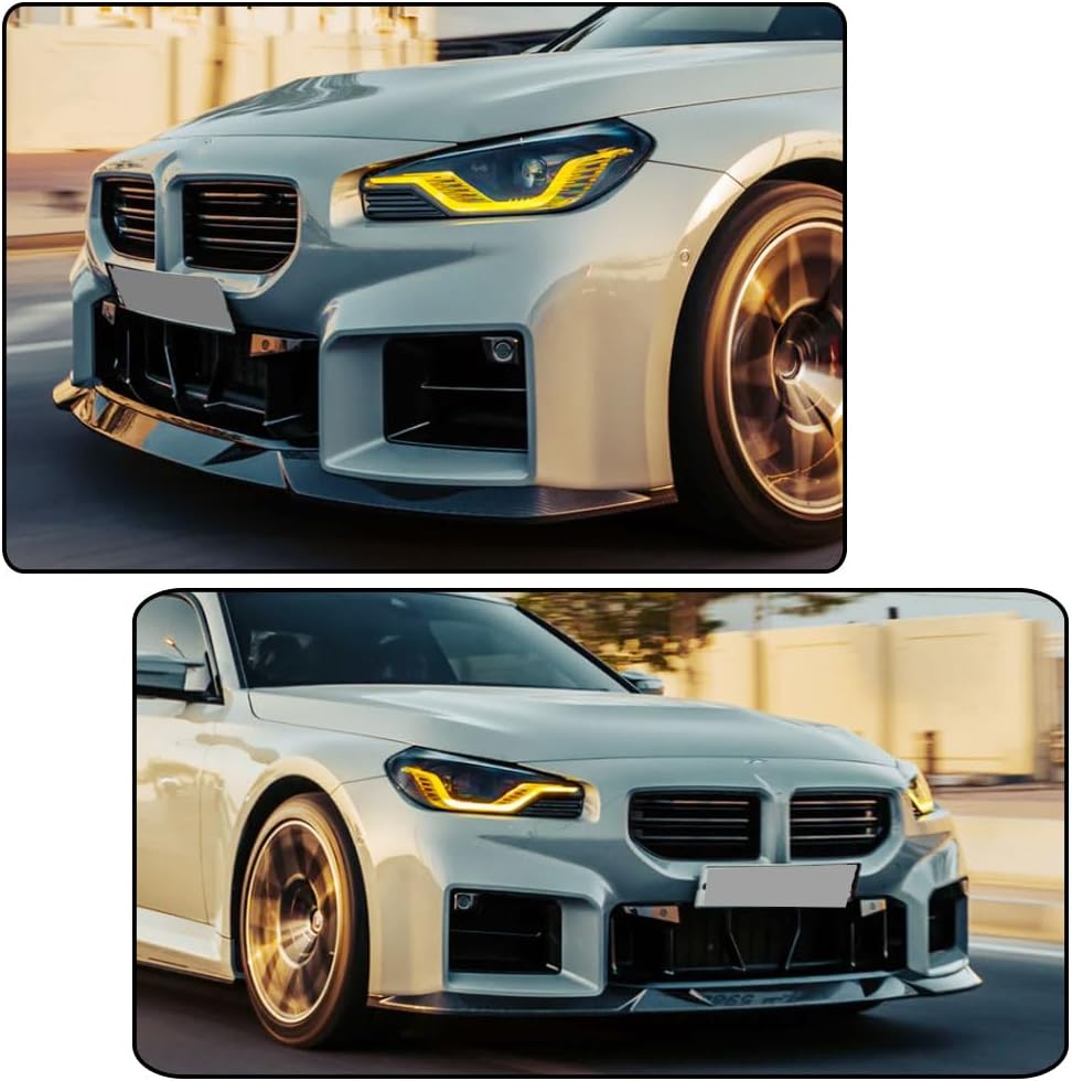 MCARCAR KIT Carbon Look Front Lip for BMW G87 M2 Coupe 2-Door 2022-2024 ABS Front Bumper Lip Chin Spoiler Splitter Protector Factory Outlet 3pcs/Set